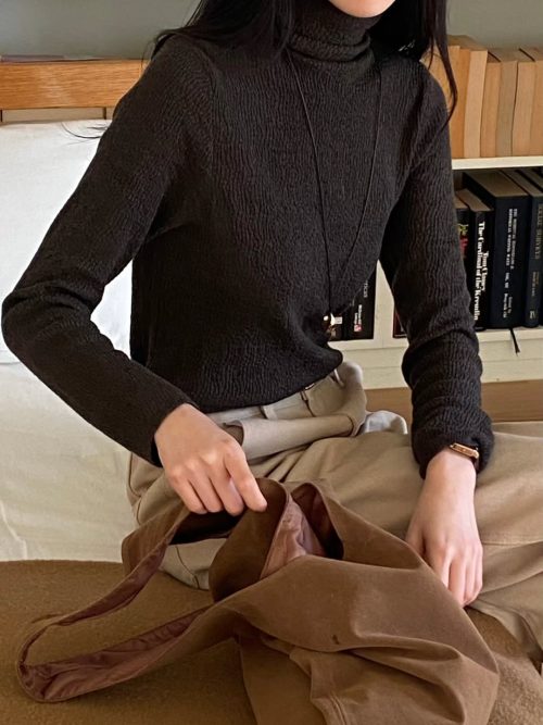 半領混紡針織打底