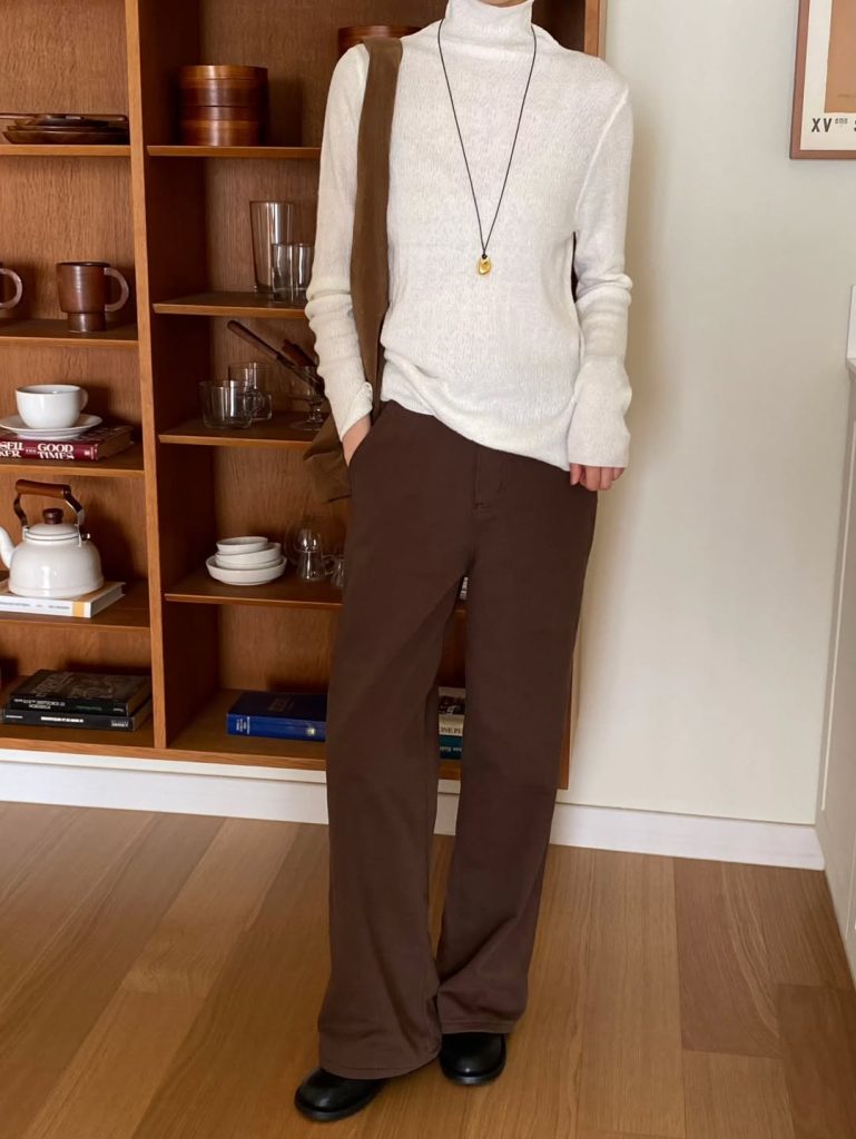 半領混紡針織打底