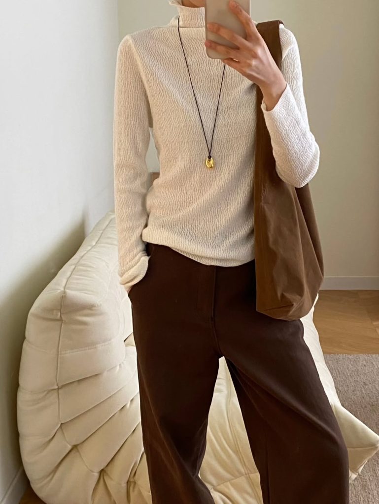 半領混紡針織打底