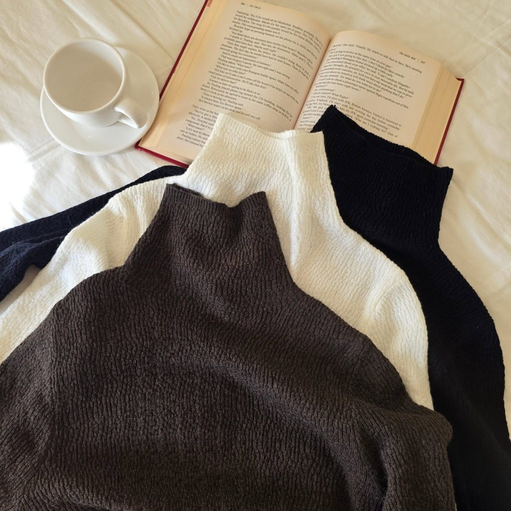 半領混紡針織打底