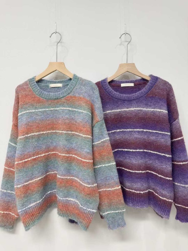 圓領漸變色毛衣