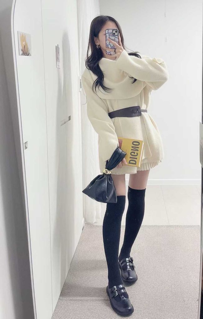 two way毛絨翻領上衣連belt