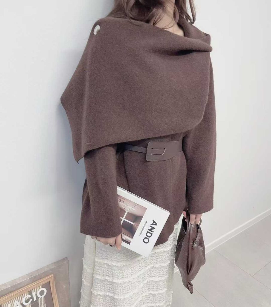 two way毛絨翻領上衣連belt