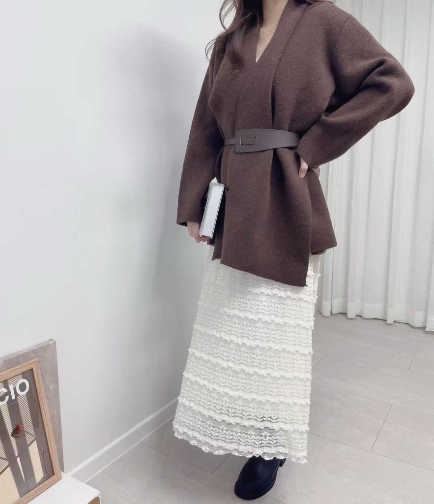 two way毛絨翻領上衣連belt