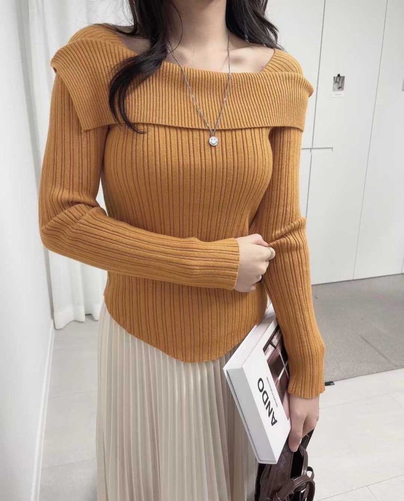 公主領針織修身毛衣